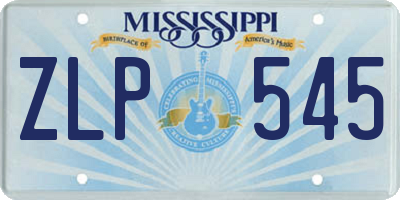 MS license plate ZLP545