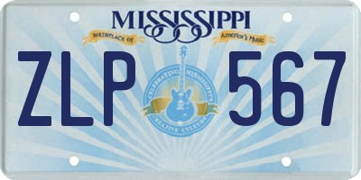 MS license plate ZLP567