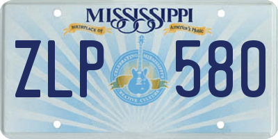 MS license plate ZLP580