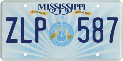 MS license plate ZLP587
