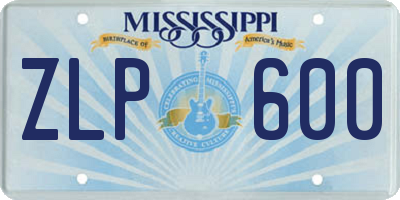 MS license plate ZLP600