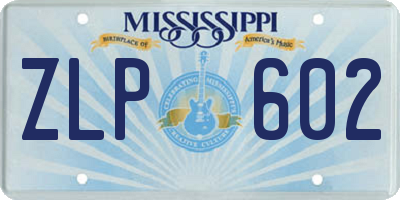 MS license plate ZLP602