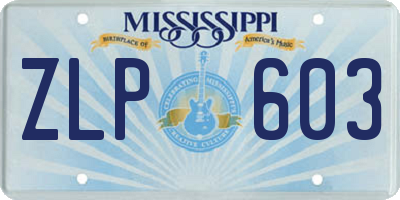 MS license plate ZLP603