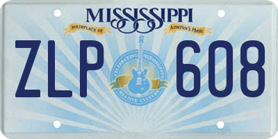 MS license plate ZLP608