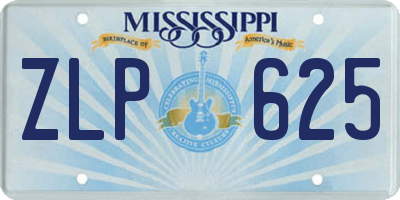 MS license plate ZLP625