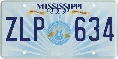 MS license plate ZLP634