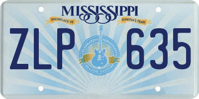 MS license plate ZLP635