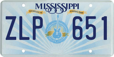 MS license plate ZLP651