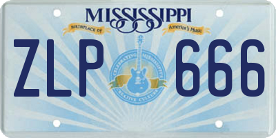 MS license plate ZLP666