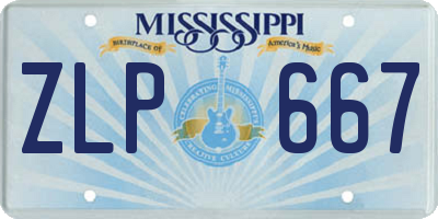 MS license plate ZLP667