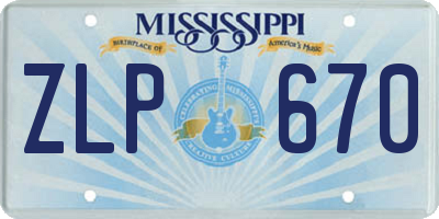 MS license plate ZLP670
