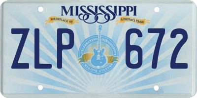 MS license plate ZLP672