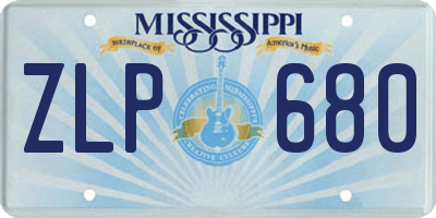 MS license plate ZLP680
