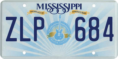 MS license plate ZLP684