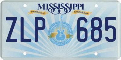 MS license plate ZLP685
