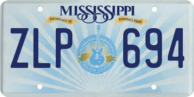 MS license plate ZLP694