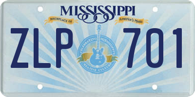 MS license plate ZLP701