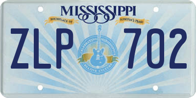 MS license plate ZLP702