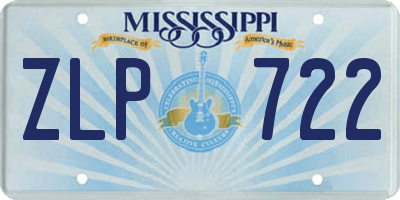 MS license plate ZLP722
