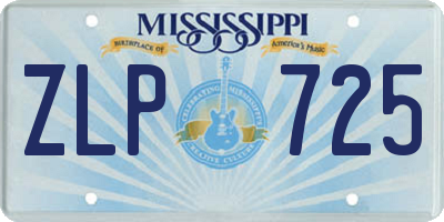 MS license plate ZLP725