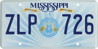 MS license plate ZLP726