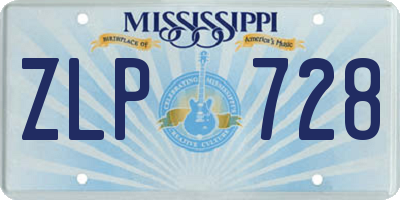MS license plate ZLP728
