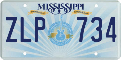MS license plate ZLP734