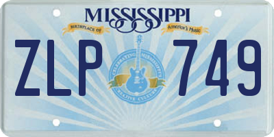 MS license plate ZLP749