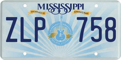 MS license plate ZLP758
