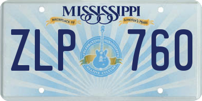 MS license plate ZLP760
