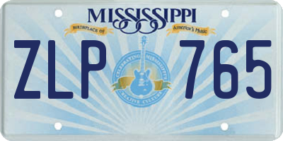 MS license plate ZLP765