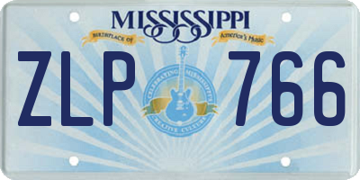 MS license plate ZLP766