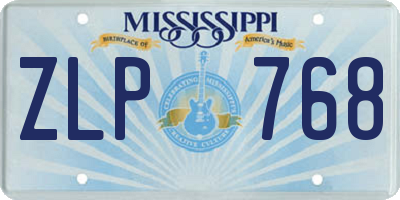 MS license plate ZLP768