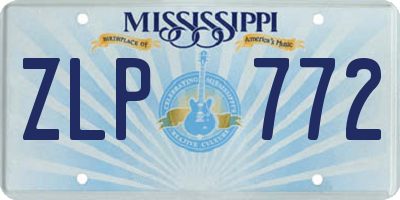 MS license plate ZLP772