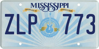 MS license plate ZLP773