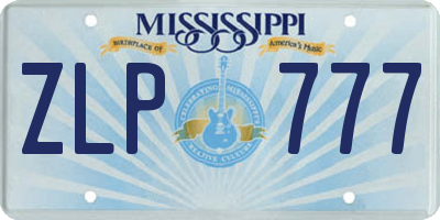 MS license plate ZLP777