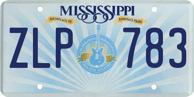 MS license plate ZLP783