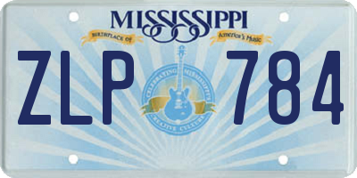 MS license plate ZLP784