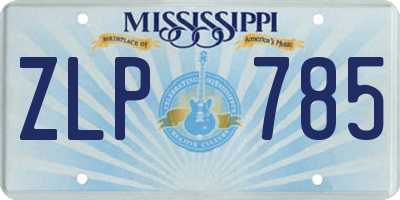 MS license plate ZLP785