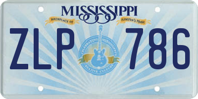 MS license plate ZLP786