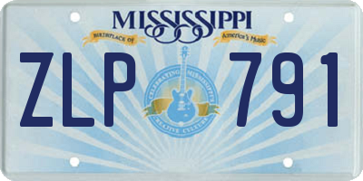 MS license plate ZLP791