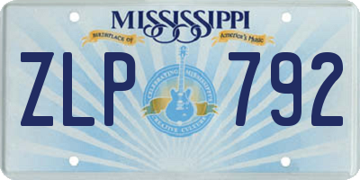 MS license plate ZLP792