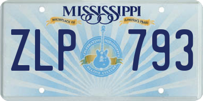 MS license plate ZLP793