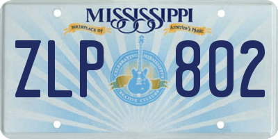 MS license plate ZLP802