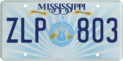 MS license plate ZLP803