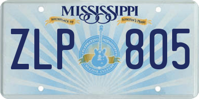 MS license plate ZLP805