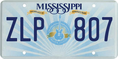 MS license plate ZLP807
