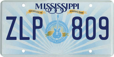 MS license plate ZLP809