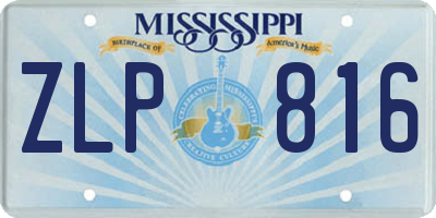 MS license plate ZLP816