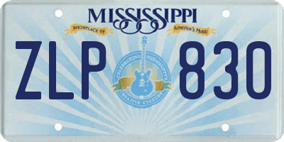 MS license plate ZLP830